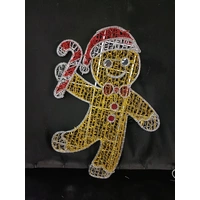 180cm Gingerbread Boy with Candy Cane Rope Light Motif - PREORDER FOR 2026