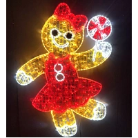Gingerbread Girl  with Lollipop Rope Light Motif