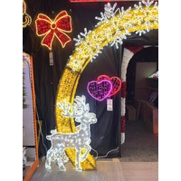 3D Golden Arch with Snowflakes Reindeer and Trees Rope Light Motif 