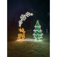 2D Golden Arch with Snowflakes Reindeer and Trees Rope Light Motif