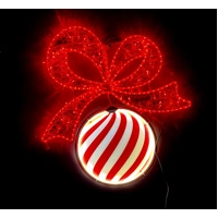 Swirl Bauble with Red Ribbon Rope Light Motif 