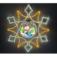 Snowflake with Snowman Bauble Rope Light Motif 