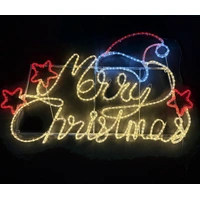 Merry Christmas with Santa Hat Rope Light Motif 