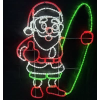 Santa with Surfboard Rope Light Motif 
