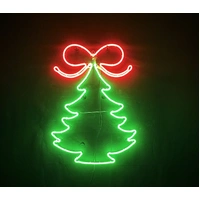 Neon Christmas Tree Bow Rope Light Motif