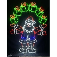 Giant Santa Juggling Presents Rope Light Motif