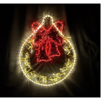 Warm White Bauble with Red Bow Rope Light Motif 