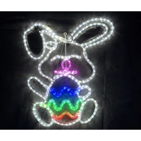 Rabbit Holding Easter Egg Rope Light Motif 