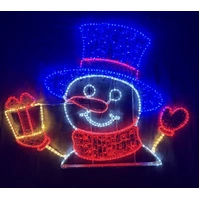 Giant Snowman Head with Present Rope Light Motif 