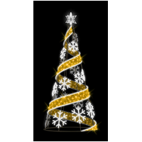 3m Warm White/White Snowflake Cone Tree Rope Light Motif
