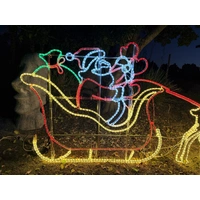 Large Sleigh Santa Waving 2 Reindeer Rope Light Motif 