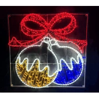 Double Baubles with Red Bow Rope Light Motif