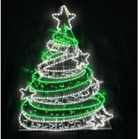 Green and White Swirl Tree Rope Light Motif