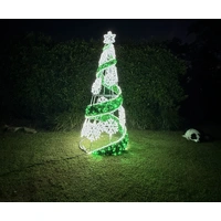 2M Green White Snowflake Cone Tree Rope Light Motif