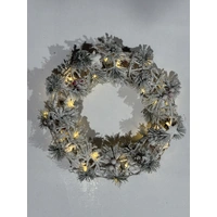 Flocked Wreath (45cm) with 40 Lights