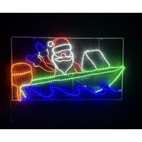Large Santa in Speed Boat Rope Light Motif
