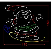 Large Santa Surfing Rope Light Motif