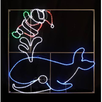 LED Santa with Whale Rope Light Motif - FREE SHIPPING