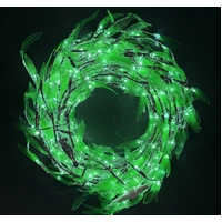 40cm Lit Green Wicker Willow Wreath