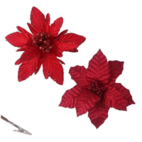 26cm Red Poinsettia W/Clip