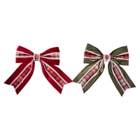 Red Bow with Tartan Detail & Clip