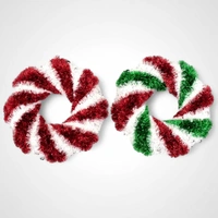 Red & White Candy Swirl Tinsel Wreath 