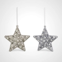 Gold Glitter Star w/Pearl Tree Ornament