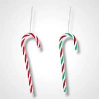 Green Red & White Candy Cane B - 12cm - Pack of 4