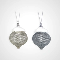 8cm Silver Wire Mesh Finial Tree Ornament 