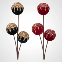 68cm Emerald Velvet 3 Balls w/Gold Detail 