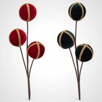 65cm Stem Emerald Velvet Balls w/Gold Detail