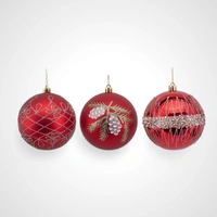 10cm Red w/Champagne Detail Bauble (A) 