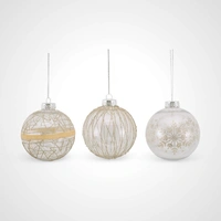 10cm Clear Bauble w/Champagne Glitter Detail (C) 