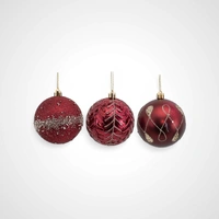 8cm Burgundy Rose Gold Glitter Bauble (C)