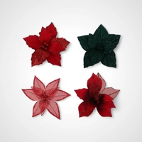 27cm Deep Red Poinsettia w/clip (D)
