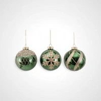 10cm Green Bauble with Glitter Detail (C) 