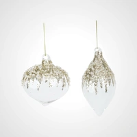 14cm Glass Clear Finial w/Glitter Detail