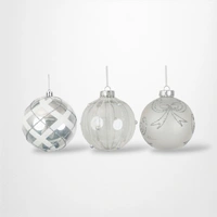 White Bauble with Hand Painted Detail (B) - 10cm