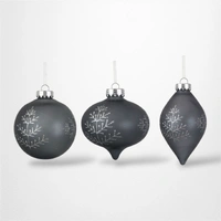 Silver Finial Bauble w/Glitter Detail (C) - 10cm