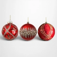 Red w/Champagne Glitter Detail Bauble (B) - 10cm