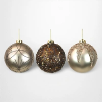 Champagne & Chestnut Detailed Bauble (B) - 12cm