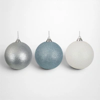 White Glitter Shatterproof Bauble - 14cm