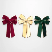 Burgundy Velvet Bow w/Champagne Edging