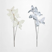 63.5cm Stem with 3 Silver Butterflies B
