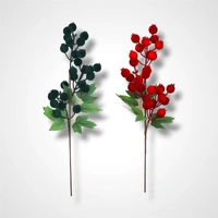 60cm Flocked Red Berry Stem