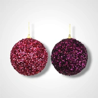 Wine Glitter Beaded Bauble - 10cm