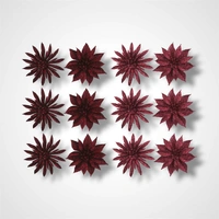 Rose Pink Glitter Flower D -  6.5cm - 3pk