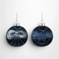 Navy Thread Bauble w/Silver Detail (B) - 10cm