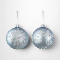 Pale Blue Glass Bauble (B) - 10cm