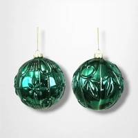 Emerald Green Glass Bauble (A) - 12cm